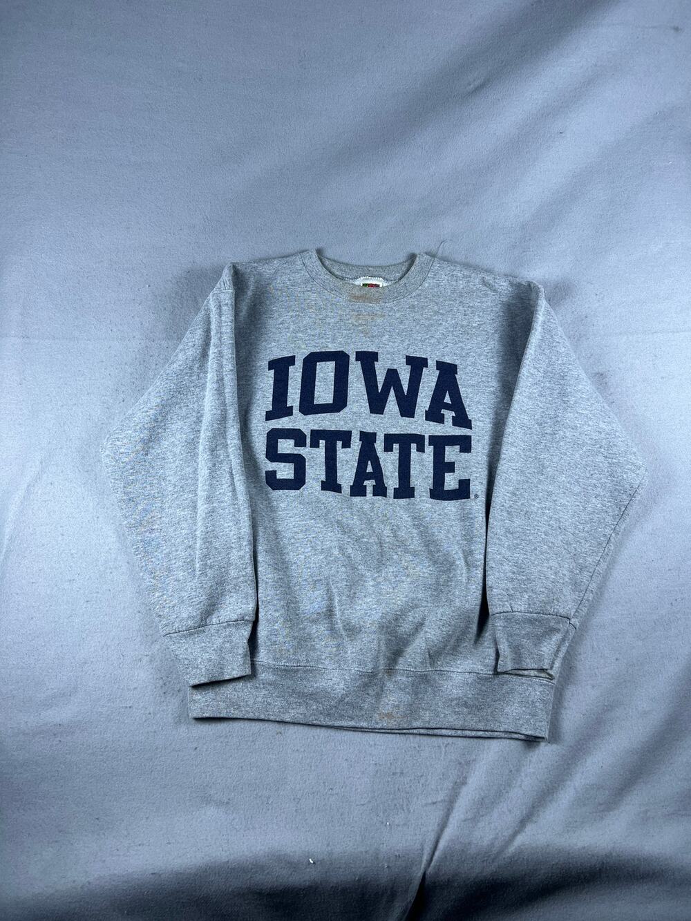 Vintage 90s Iowa State Cyclones Sweatshirt Mens L Gray Fleece NCAA College Sport